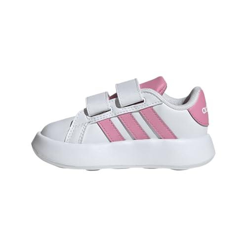 adidas Unisex - Bimbi 0-24 Grand Court 2.0 Shoes Kids, Ftwr White/Bliss Pink/Core Black, 21 EU