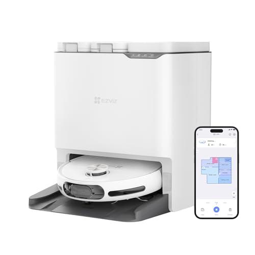 EZVIZ RS20 Max Robot Aspirapolvere Lavapavimenti con Stazione Base Tutto-in-uno, Autopulente, 13000 Pa, Anti-grovigli, Telecamera & Navigazione LDS, Acqua Calda 60°C, 120 Giorni Svuotamento Automatico