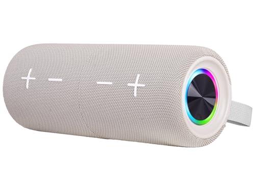 Trevi XSC 8A88 B Cassa Wireless Portatile 2x15W Stereo con Woofer Passivi, IPX5 Impermeabile, Lettore MP3 Micro SD, AUX-IN, Disco Light e Speaker Separabili, Beige