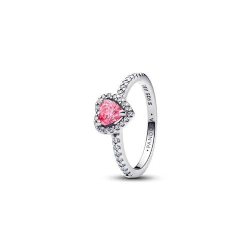 PANDORA Timeless 198421C03-56 Bague en forme de cœur rose en argent sterling avec zircone Taille 56, Argent sterling, Aucune pierre précieuse