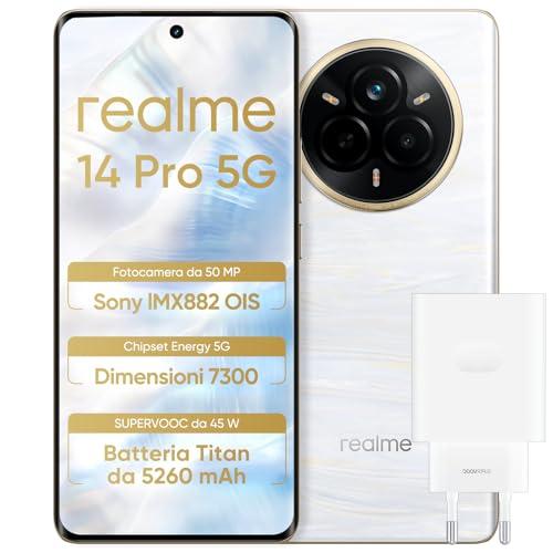 realme 14 Pro 5G, 12+512 GB Telefono Cellulare, Chip Dimensity 7300, Sony IMX882 OIS 50 MP, Schermo Curvo 6,77