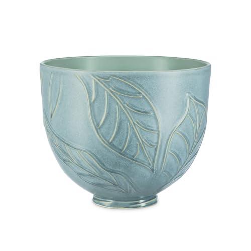 KitchenAid Ciotola in Ceramica 4.7L, Smalto Strutturato Spring Leaves, Adatta a Forno, Microonde e Freezer, Compatibile con Impastatrici Tilt-Head 4.3L e 4.7L