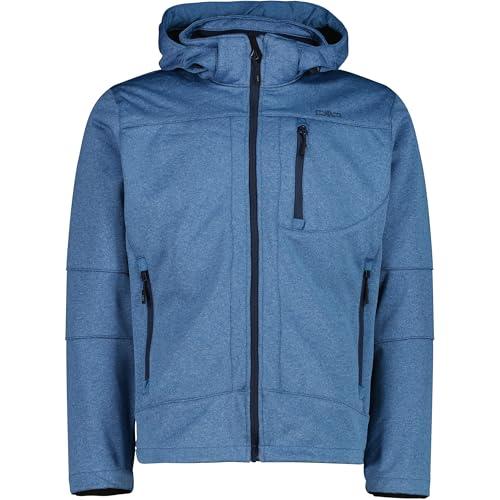 CMP - Giacca in Softshell Melange da Uomo con Cappuccio Removibile, Bluestone Mel., 50