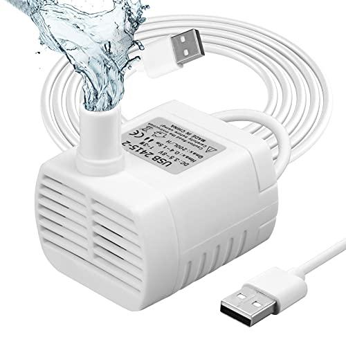 flintronic Pompa Fontanella per Gatti, 3W Pompa Dell'Acqua Per Animali Domestici, Pompe Per Acquario USB, Motorino Pompetta Acqua Presepe, 3.5-9V 1-3W (0.4-1.5m) 200L/H, Super Silenziosa