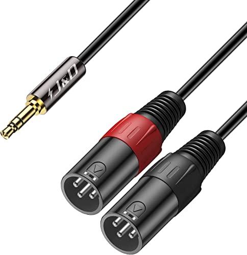 J&D 3,5mm 1/8 a 2x XLR Cavo Y Spinotto, PVC Sgusciato 2x XLR Maschio a 3.5mm TRS Maschio Unbalanced Audio Stereo Adattatore Cavo Patch di Interconnessione per DSLR Camera Smartphone Laptop Mic, 1,8m