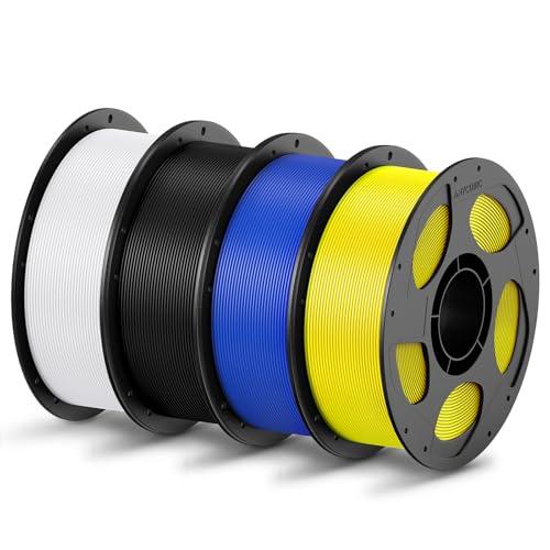 ANYCUBIC Filamento PLA 1,75 mm, Filamento PLA per Stampante 3D, Confezione Sottovuoto, Identificazione Intelligente, Bianco, Nero, Blu, Giallo 4KG