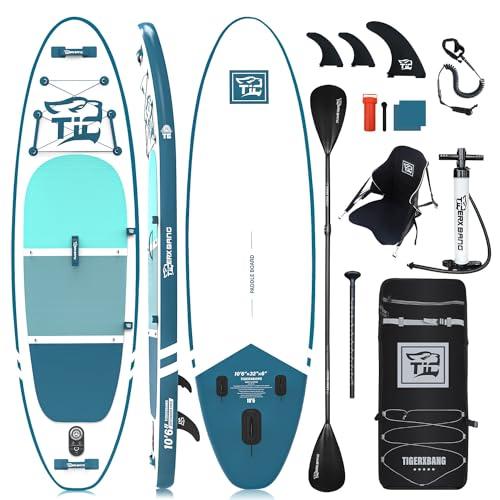 TIGERXBANG Defender-Pro Blue - Tavole per stand up paddle da 3,5 x 81,3 x 15,2 cm, con accessori per SUP di alta qualità, per adulti/bambini, con pagaia a doppia lama, sedile per kayak, colore: blu