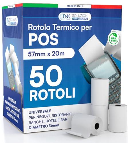 50 Rotoli POS 57x20 metri, Rotolini POS per NEXI Mobile POS e altri dispositivi POS (50)