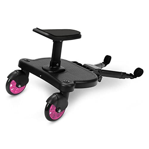 Tubiaz Passeggino con sedile, Pedana universale per bambini, design a due ruote a 360°, accessori per passeggino, adatto per ogni passeggino (rosa)