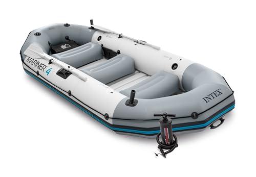 Intex 68376, Set Canotto Mariner Gonfiabile con Remi, Blu/Grigio, 4 Persone