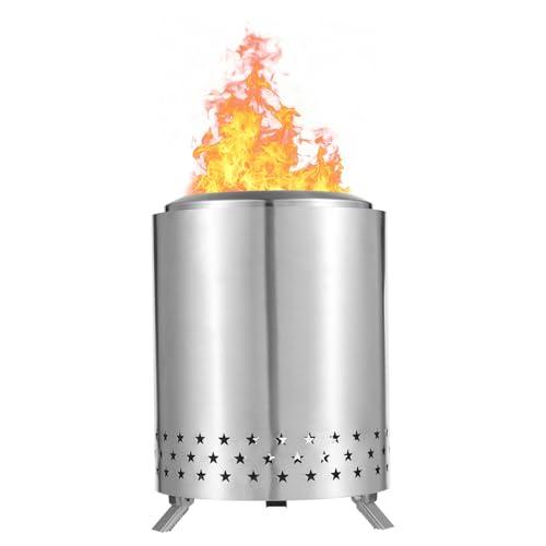 Aoresac Braciere da Tavolo con Supporto, Mini Fuoco da Esterno a Basso Fumo da Acciaio Inossidabile per Città, Periferia, Cortile con Borsa da Viaggio,6.10×6.10×6.89inch