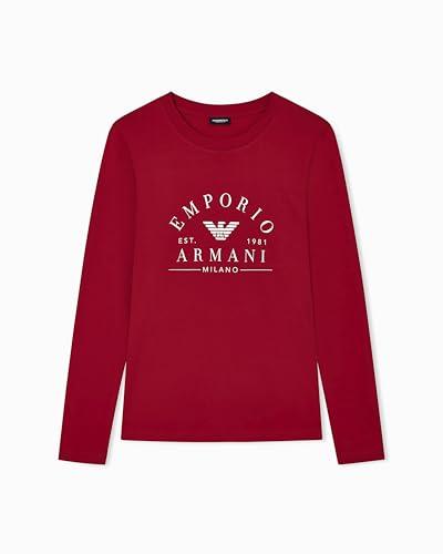 Emporio Armani Iconico Logoband Maglietta Girocollo a Maniche Lunghe da Donna Rosso XL Regular Fit, Rosso, XL
