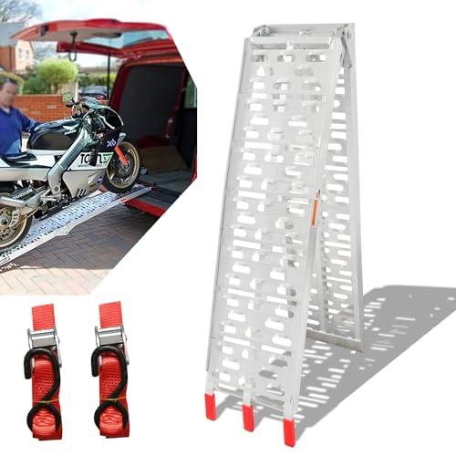 Tubiaz 1X Rampe di Carico, Rampa Pieghevole 340 kg Max, Antiscivolo Rampa di Accesso, Robuste Rampa per rimorchio, per moto, ATV, quad, auto,Mobilità su Sedia a Rotelle