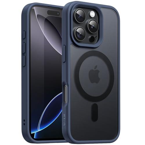 JETech Cover Magnetica per iPhone 16 Pro 6,3 Pollici Compatibile con MagSafe, Traslucido Opaco Retro Sottile Antiurto Cellulare Custodia (Blu Tempesta)