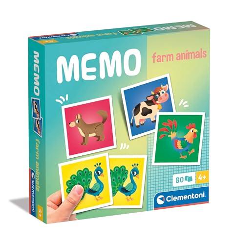 Clementoni - 18306 - Memo Farm Animals - Gioco Di Memoria E Associazione, Carte Da Accoppiare, Gioco Educativo Bambini 3 Anni, Gioco Di Carte, Gioco Da Tavolo Bambini, Made In Italy