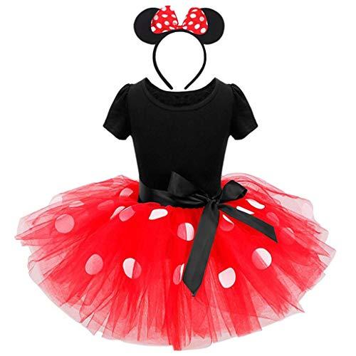 Lito Angels Vestito Costume da minnie per bambina, con orecchie topo cerchio per capelli, Taglia 3-4 Anni, Rosso 261