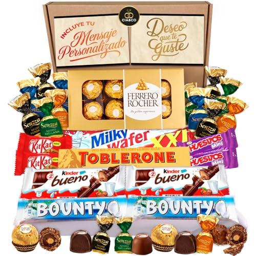 Ferrero Rocher, Toblerone, Kinder Bueno, Bounty Coconut, Mars, Twix E Deliziose Barrette Kit Kat E Huesitos Confezione Regalo Dolci - 20 Cioccolatini