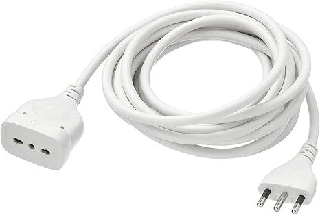 SQUADO Cavo di Prolunga Elettrica Bipasso, 3 Metri, 16A-10A, Bianco