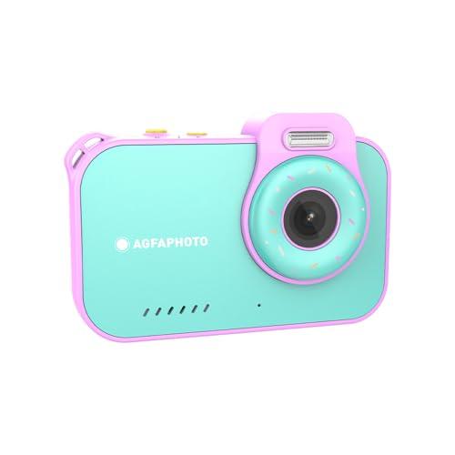AgfaPhoto Realikids Cam Waterproof 2 - Fotocamera per bambini impermeabile 12 MP, video HD, modalità selfie, filtri e cornici, giochi integrati, batteria al litio - blu