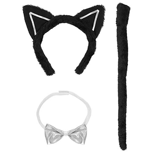 W WIDMANN MILANO Party Fashion - Set costume da gatto, cerchietto con orecchie, papillon e coda, accessorio per costume da animale, per carnevale