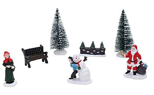 Toyland - Mini ornamento natalizio da collezione in resina, accessorio per scena del villaggio, set da 7 pezzi, 10 x 4 cm