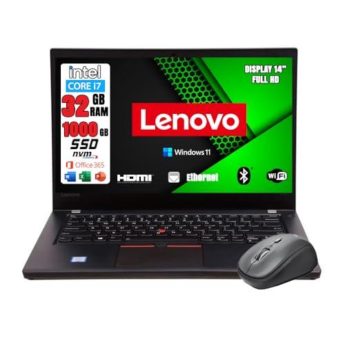 Lenovo GREEN EDITION, Pc portatile Intel Core i7 Pronto All'Uso office 365, Notebook Con Display HD da 14