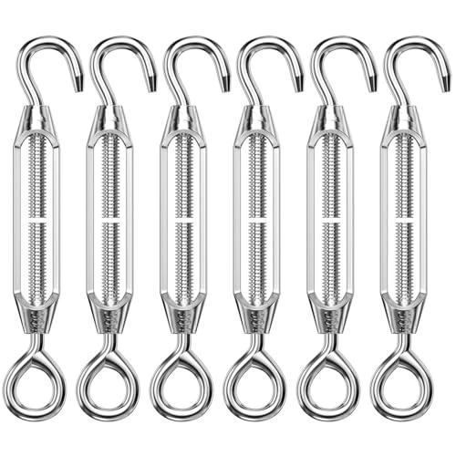 Traxenta 6 Pezzi Tiranti per Filo Acciaio, Tendifilo per Recinzione, Tirante Filo Stendibiancheria, Tenditore Cavo Acciaio, Tendicavo per Rete, Tenditori Regolabile, per Recinzioni e Supportos Piantes