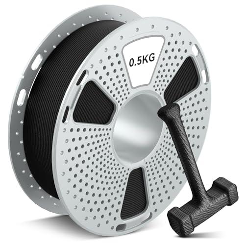 SUNLU PA6-CF Filamento 3D 1.75 mm 500G, Temperatura di Deflessione Termica Fino a 209°C, Composto da 80% Nylon PA e 20% Fibre di Carbonio, Rigido/Forte/Resistente al Calore, per Parti Industriali