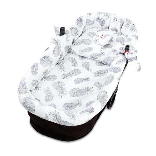 Accessori per passeggino carrozzina neonato Inserto navicella - set 3 pezzi con nido cuscino e materassino cotone morbido inserto Piume