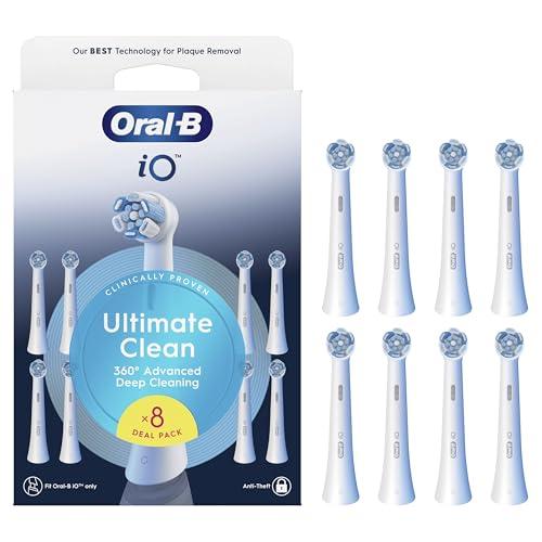 Oral-B Testine di Ricambio iO Series Ultimate Clean White per Spazzolino Elettrico Oral B, 8 Testine Rotonde Autentiche, con setole CrissCross per rimuovere la placca