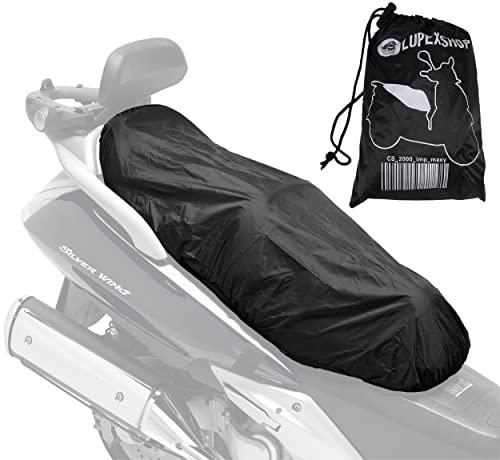 Auto Accessori Lupex - Coprisella Universale impermeabile taglia Maxi 115x50 cm, telo copri sella adattabile per Scooter e Moto, materiale poliestere, colore nero, con borsa