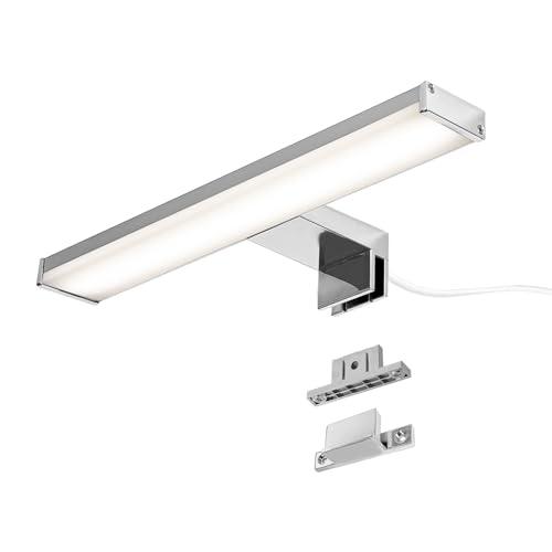 Alpinaluz Applique LED per Specchio Bagno – Luce Bianca Neutra 4000K – IP44 – Struttura in Alluminio e Policarbonato Cromato – Montaggio su Specchio, Parete o Mobile (30cm 8W)
