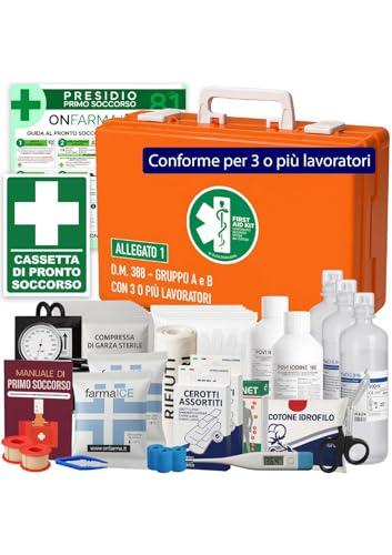ONFARMA FARMA2 cassetta pronto soccorso Cassetta medica Completa conforme DM 388 allegato 1 per aziende con 3 o più lavoratori A norma di legge per aziende con 3 o più lavoratori.