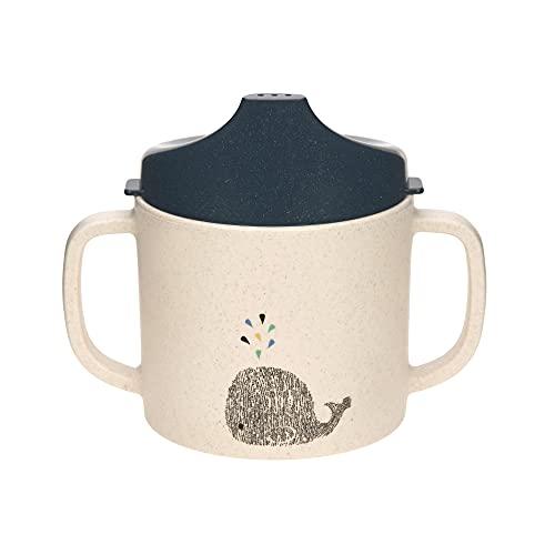 LÄSSIG Tazza per bambini con manico e coperchio rimovibile 150 ml/Sippy Cup PP/Cellulose Tiny Farmer Sheep/Goose blue