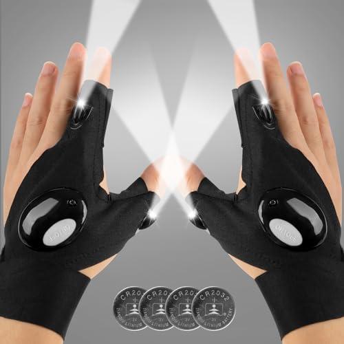 Mylivell Guanti Torcia LED Mani Libere, Attrezzo Luminoso Regalo Uomo Originale per Bricolage Fai da Te, Pesca Notturna, Riparazione Auto, Elettricista, Campeggio