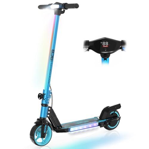 RCB R12 Monopattino Elettrico per Bambini 6-12 Anni, Max 15Km/h & 10 km, Luce LED Arcobaleno, 6,5