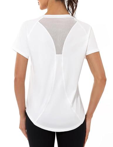 Gyabnw Maglietta Sportiva Donna Magliette Manica Corta Elastico Camicia Palestra Donna Indietro in Rete Traspirante Top Fitness Yoga Corsa Danza