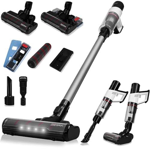 ZEEGMA ZONDER KLAAR BASE Scopa elettrica senza fili 250W, Autonomia fino a 55 minuti, 3 modalità di funzionamento, Spazzola elettrica a LED Tecnologia Smart Senzore di polvere, Funzione di pulizia dei