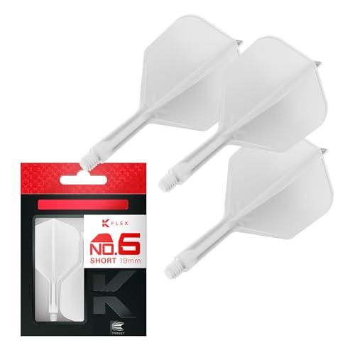 Target Darts K Flex Alette e Aste per Freccette Integrate, No.6 Bianco (Corto) | Confezione da 3 K-Flex - No.6, Kflex Aletta e Asta per Freccette Stampate in Un Unico Pezzo