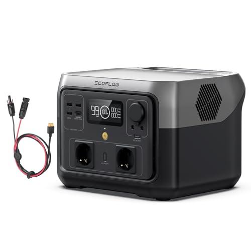 EF ECOFLOW RIVER 2 MAX Power station portatile, generatore solare da 512 Wh, con cavo XT60i, LiFeP04, fino a 1000 W di potenza, ricarica rapida in 1 ora, campeggio, camper,corrente di emergenza