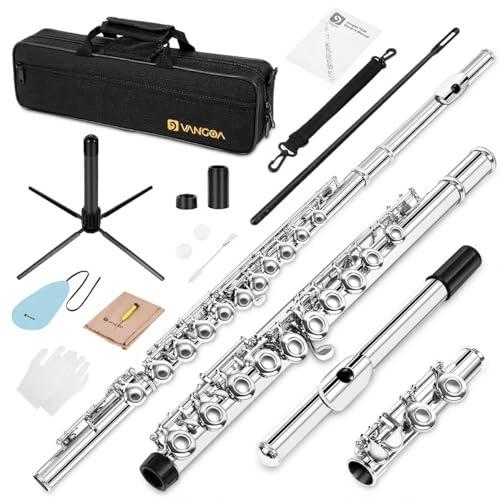 Vangoa Nickel Foro Chiuso 16 Tasti di C Studente Principiante Flauto per bambini Set di Strumenti Musicali con Custodia per il Trasporto Guanti per Supporto Asta di Pulizia e Panno