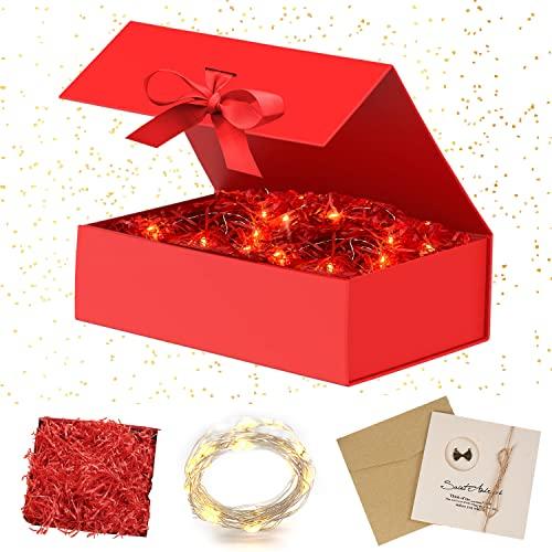 Scatola Regalo con Nastro,Scatola regalo Magnetico,Scatola Regalo Premium Gift Box,Scatole Decorative per Confezioni Regalo,Scatole Regalo per Regali,con Carte,Carta Sminuzzata