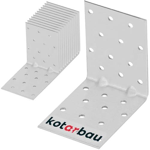 KOTARBAU® 12 Pezzi Staffa Angolare - Acciaio Zincato - 80 x 80 x 60 mm - Argento - Staffe Angolari per Legno - Squadretta Angolare 90 Gradi - Resistente alla Corrosione
