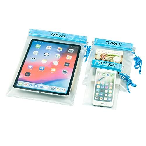 YUMQUA Borse Impermeabili, Custodia Impermeabile Dry Bag Sacca Impermeabile Sacchetto Mare per Piscina/Spiaggia/Kayak/Campeggio,Fotocamera/iPad/Telefono/Mappa/Documento Sacca Stagna-Set di 3(Blu)