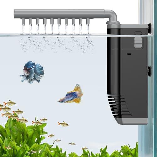 Pawfly 300 L/H Filtro per Acquario 3 W Filtro Piccolo per Vasche da Pesci Interno Sommergibile Silenzioso con Spugna Filtrante e Pompa dell'Acqua Regolabile per Acquari da 30-80 Litri