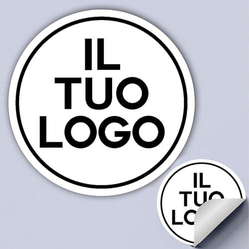100 Adesivi, etichette personalizzati - PERSONALIZZALO QUI - Etichette aziendali - logo azienda - Carica logo, immagine, foto - Adesivo negozio, ufficio (8 cm)