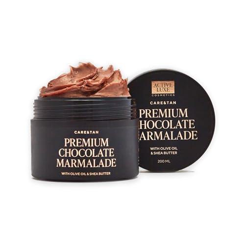 Marmellata di Cioccolato Premium - Lozione Solare Abbronzante Rapida con Carota e Olio d'Oliva - La prima Marmellata per la Cura e l'Abbronzatura per un Corpo Più Scuro (200 ml)