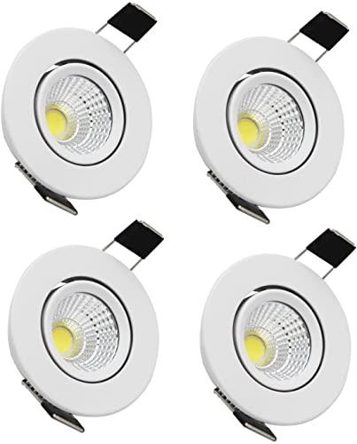EFARMA Faretti a LED a soffitto, faretti a Foro 4PCS, faretti integrati COB fissi, faretti da Incasso 3W 110V faretti dimmerabili Illuminazione for librerie Illuminazione C