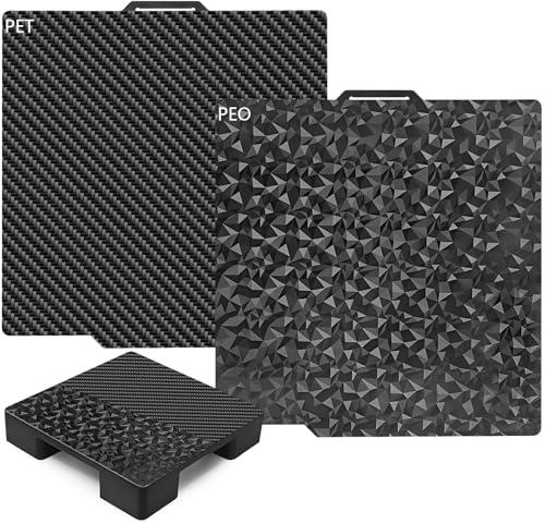 Hossom Letto di stampa 3D double face per Bambu Lab A1/P1S/X1, Biqu, Kobra S1 - PEO+PET piastra in acciaio con superficie liscia e strutturata, ottimizzata per PLA/TPU/PETG/ABS, ideale per fai da te