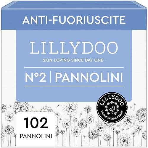 Pannolini LILLYDOO delicati sulla pelle - taglia 2 (4-8 kg), pacco scorta (102 unità), protezione contro le fuoriuscite, morbidi, senza profumi & lozioni e dermatologicamente testati